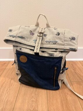 Dakine Canvas Roll-Top Backpack in Cream & Navy